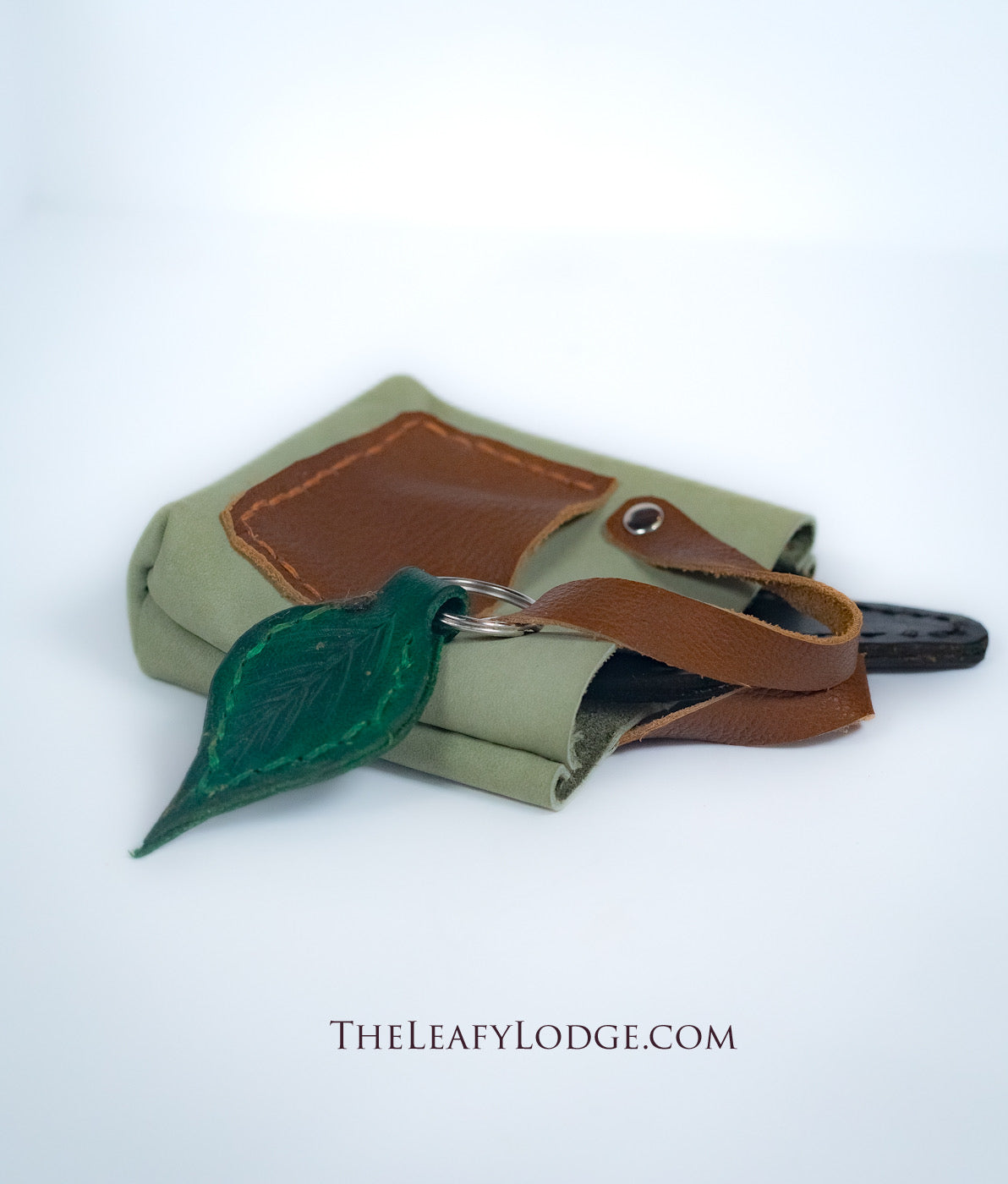 Tiny Leather Tote With Leather Leaf Keychain
