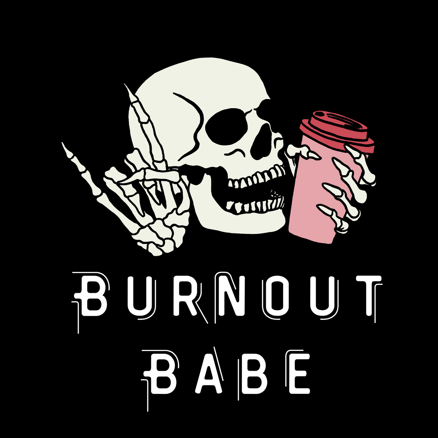 BURNOUT BABE vinyl iron-on DIY with color shifting coffee cup decal